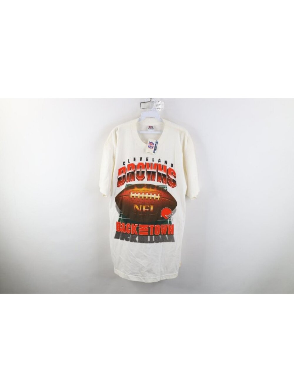Deadstock Vintage 90s Mens Large Spell Out Cleveland Browns Football T-Shirt